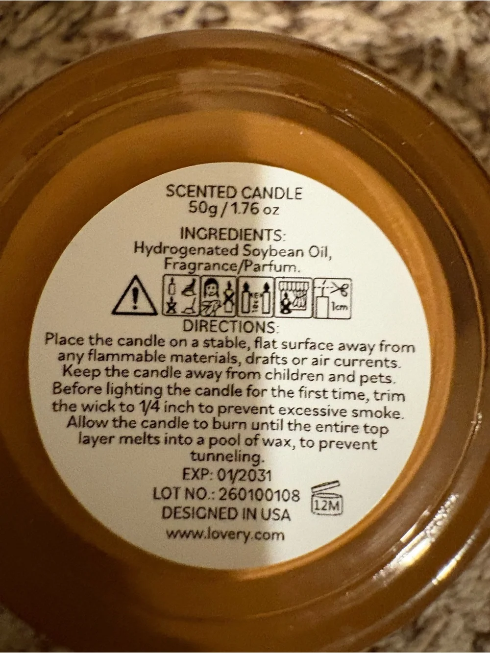 NWT LOVERY Coconut Scented Candle Set of 2 Soy Blend Amber Glass 1.76 oz